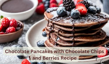 Chocolate Pancakes with Chocolate Chips and Berries Recipe
