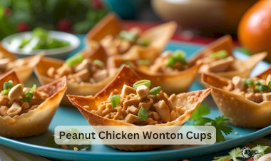 Peanut Chicken Wonton Cups